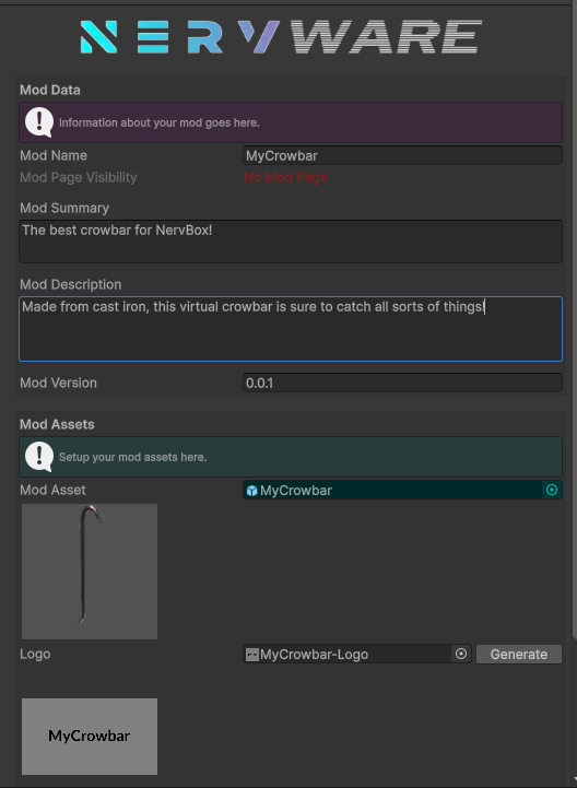 mod data panel